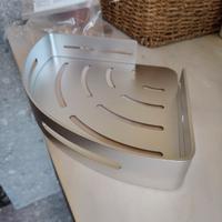 Mensola doccia angolare argento nuova con kit fiss