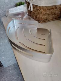 Mensola doccia angolare argento nuova con kit fiss