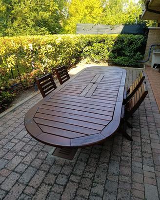Tavolo da giardino allungabile + 4 sedie