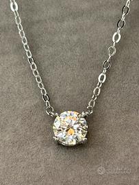 Collana argento S925 con punto luce in moissanite