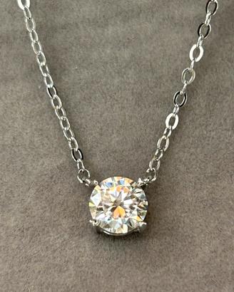 Collana argento S925 con punto luce in moissanite