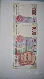 lotto n.2 banconote in serie 1000 lire Montessori 