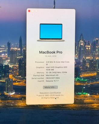 Macbook Pro 15" 2018 - i9 32GB RAM Radeon Pro 560X