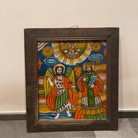 Icona rumena dipinta su vetro acrilico