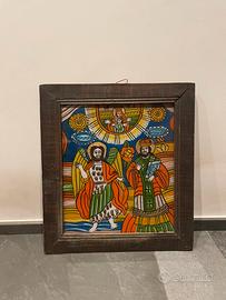 Icona rumena dipinta su vetro acrilico