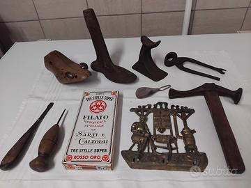 LOTTO VECCHI ANTICHI ARNESI ATTREZZI CALZOLAIO 