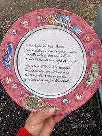Piatto in ceramica Vietri , con poesia dialettale