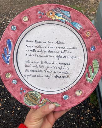 Piatto in ceramica Vietri , con poesia dialettale