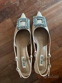 Scarpe decollete paglia e strass 39