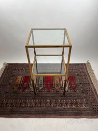 Tavolino vintage anni 70 in ottone e vetro