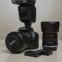 Canon 100D+ flash+ 80mm f1.8+ 2 batterie 