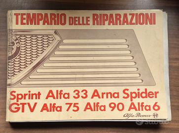Tempario Riparazioni Alfa 75 90 GTV Alfa Romeo