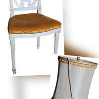 Poltroncina in velluto e lampada da tavolo