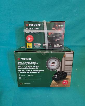 Batteria + Caricabatterie Parkside X20V TEAM 