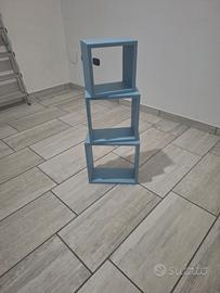 set 3 mensole a cubo  colore azzurro