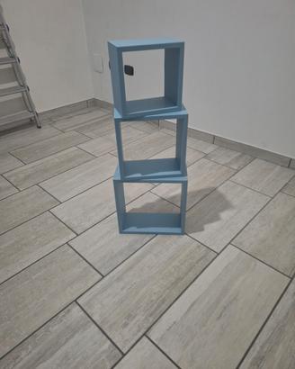 set 3 mensole a cubo  colore azzurro