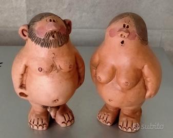 Coppia Statuette vintage LUI & LEI terracotta 