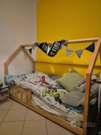 Letto a Capanna 90x190  Legno Naturale