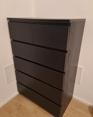 Cassettiera ikea MALM nera 6 cassetti