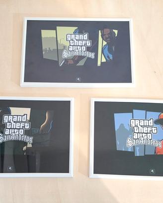 x3 Poster GTA San Andreas + Cornici