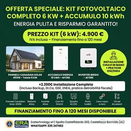 Kit Fotovoltaico 6 kW + Batteria 10 kWh — COMPLETO