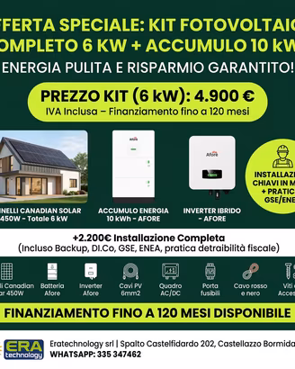 Kit Fotovoltaico 6 kW + Batteria 10 kWh — COMPLETO