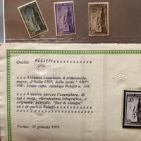 Italia 1949 E.R.P. Alto valore certificato Bolaffi