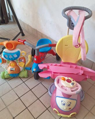 Giochi Chicco quattro, bici spiderman e scooter ba