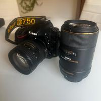 Nikon d750 + obiettivi + 3 batterie