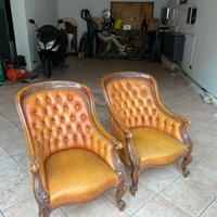 Poltrona Chesterfield Vintage Ing. in Vera Pelle