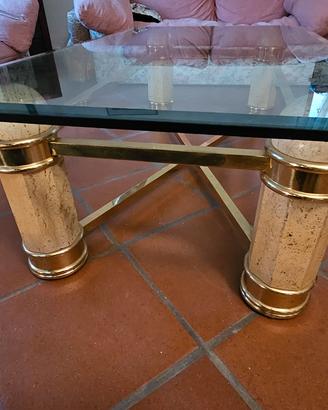 Tavolino da salotto in Cristallo Travertino Ottone