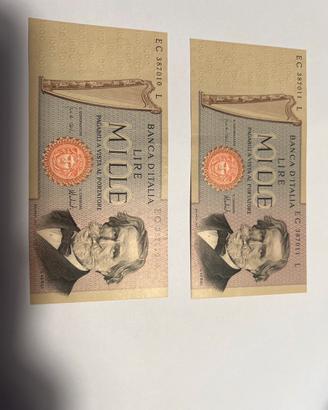 Coppia consecutiva 1.000 lire G.Verdi ll Dec.1975