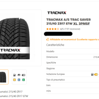 Pneumatici 215/40 R17 TRACMAX 4 stagioni