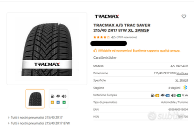 Pneumatici 215/40 R17 TRACMAX 4 stagioni