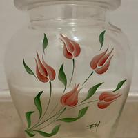 Vaso coperchio decorato mano