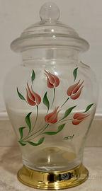 Vaso coperchio decorato mano
