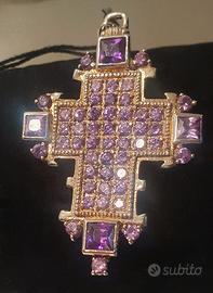 Croce argento 925 e ametista,  modello Lady Diana