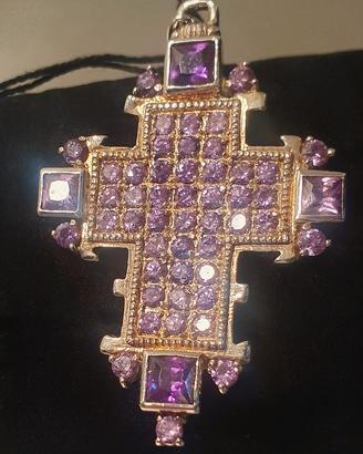 Croce argento 925 e ametista,  modello Lady Diana
