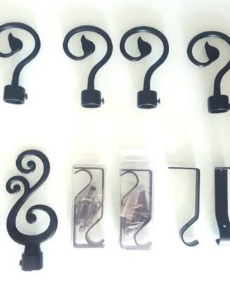 8 Finali Decorativi - 6 Supporti METALLO per Tende