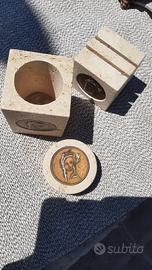 set in marmo Ernesto Trecani volto in bronzo, port