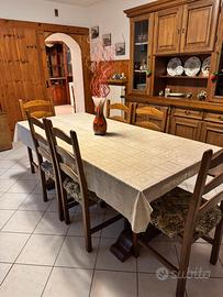 Tavolo rustico allungabile in legno + 6 sedie
