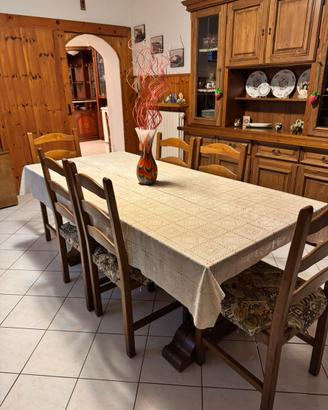 Tavolo rustico allungabile in legno + 6 sedie