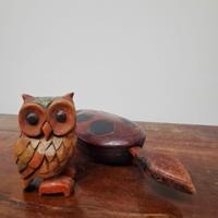 Statuetta Gufo e Scatola a Forma di Tartaruga