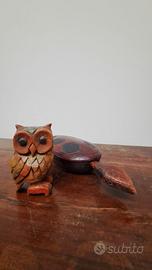 Statuetta Gufo e Scatola a Forma di Tartaruga