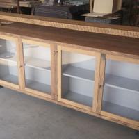 bancone bar in legno vecchio 4 ante gambe ferro