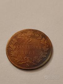 2 Centesimi 1861 N - VITTORIO EMANUELE II