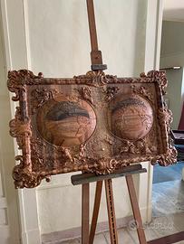 Quadro in legno Mappe Mond DU Globe