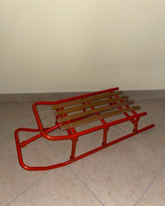 SLITTINO DA NEVE IN METALLO E LEGNO ANNI '70