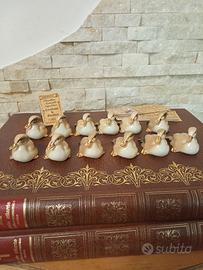 12 papere paperelle in porcellana Capodimonte