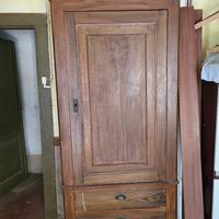 ARMADIO IN LEGNO,UN'ANTA,cm 90 X 213 x 45;2 casset
